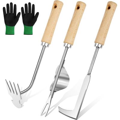 GRASSLIN 4 Pièces - Couteau Désherbeur - Outil Jardinage - Lames Acier Inoxydable Manche Bois Pour Arracher Mauvaises Herbes Jardins Potagers Parcs Naturel 30x5cm - Publicité GRASSLIN 4 Pièces - Couteau Désherbeur - Outil Jardinage - Lames Acier Inoxydable Manche Bois Pour Arracher Mauvaises Herbes Jardins Potagers Parcs Naturel 30x5cm - Publicité