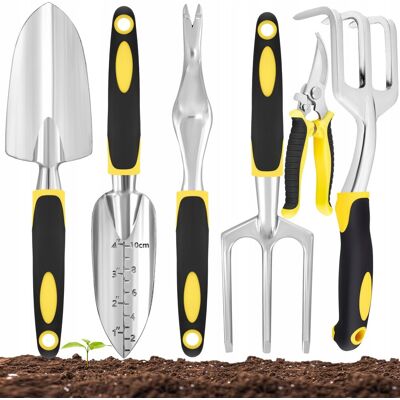 OEM Ensemble D'Outils De Jardin : Pelle, Désherbeur, Sécateur, Griffes, Fourche, Pioche - Publicité OEM Ensemble D'Outils De Jardin : Pelle, Désherbeur, Sécateur, Griffes, Fourche, Pioche - Publicité