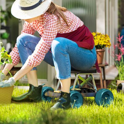 ACIRIHO Siège De Jardin Sur Roues Tabouret De Jardinage Plateau À Outils Pour Désherber Planter 50 X 49 X 32 Cm Vert Foncé - Publicité ACIRIHO Siège De Jardin Sur Roues Tabouret De Jardinage Plateau À Outils Pour Désherber Planter 50 X 49 X 32 Cm Vert Foncé - Publicité