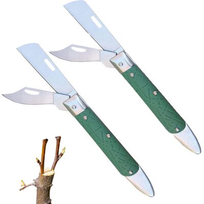 FOGSHIELD Lot De 2 Couteau De Greffage Pliant, Couteau De Greffage, Couteau De Jardin, Couteau Pliable Greffe D'Élagage, Couteau Greffe Lame Double, Couteau De Jardinage De Greffage, Outil De Greffage De Jardin - Publicité FOGSHIELD Lot De 2 Couteau De Greffage Pliant, Couteau De Greffage, Couteau De Jardin, Couteau Pliable Greffe D'Élagage, Couteau Greffe Lame Double, Couteau De Jardinage De Greffage, Outil De Greffage De Jardin - Publicité