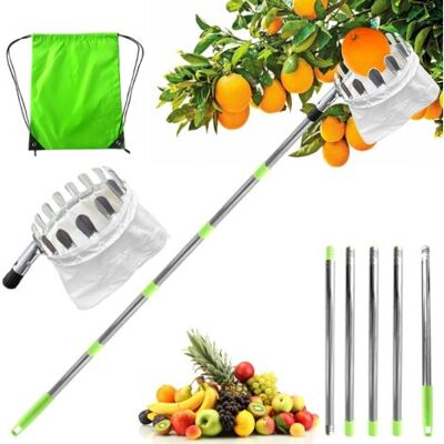 NO BRAND Pair - Cueille Fruits Avec Sac, Cueilleur De Fruits Amovible, Avec Manche Télescopique, 2m Ramasse Fruit De Inox, Sac De Collecte - Publicité NO BRAND Pair - Cueille Fruits Avec Sac, Cueilleur De Fruits Amovible, Avec Manche Télescopique, 2m Ramasse Fruit De Inox, Sac De Collecte - Publicité