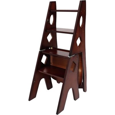 GOJOY Chaise Pliante-marchepied À 4 Marches En Bois Pliable - Escabeau Convertible Et Chaise D'Escalier - Échelle Multifonction, Capacité De Charge 100 Kg, Pour Usage Intérieur Et Extérieur (noyer) - Publicité GOJOY Chaise Pliante-marchepied À 4 Marches En Bois Pliable - Escabeau Convertible Et Chaise D'Escalier - Échelle Multifonction, Capacité De Charge 100 Kg, Pour Usage Intérieur Et Extérieur (noyer) - Publicité
