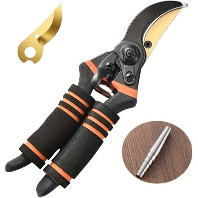 RICEEL 3pcs Set, Professionnel Alliage De Titane Jardinage Cisailles De Taille 21.59 Cm Avec Ressort En Acier Inoxydable 304, Lame En Titane Aiguisée Dorée - Ciseaux De Jardinage En Acier - Publicité RICEEL 3pcs Set, Professionnel Alliage De Titane Jardinage Cisailles De Taille 21.59 Cm Avec Ressort En Acier Inoxydable 304, Lame En Titane Aiguisée Dorée - Ciseaux De Jardinage En Acier - Publicité