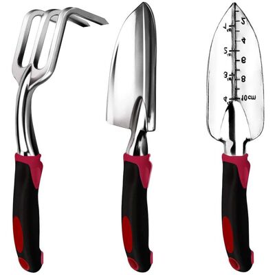 AQUAFORGE Ensemble D'Outils De Jardin, Coffret Cadeau De Jardinage De 3 Outils À Main En Acier Inoxydable Comprenant Une Bêche, Une Bêche À Repiquer Et Un Râteau Cultivateur. Publicité AQUAFORGE Ensemble D'Outils De Jardin, Coffret Cadeau De Jardinage De 3 Outils À Main En Acier Inoxydable Comprenant Une Bêche, Une Bêche À Repiquer Et Un Râteau Cultivateur. Publicité