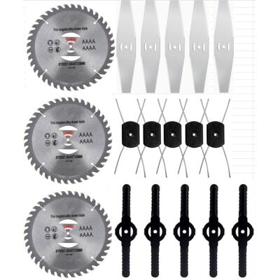 SANS MARQUE Kit 18 Pièces : Lames Scies Alliées, Lames Losanges, Têtes De Coupe Doubles Fils Et Lames Plastiques Pour Débroussailleuse Lithium - Publicité SANS MARQUE Kit 18 Pièces : Lames Scies Alliées, Lames Losanges, Têtes De Coupe Doubles Fils Et Lames Plastiques Pour Débroussailleuse Lithium - Publicité