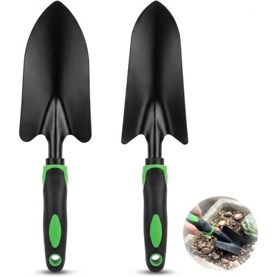 GRASSLIN 2 Pièces - Truelle De Jardin - Pelle Jardinage - Acier Au Carbone - Pour Planter Et Désherber - Usage Amateur Et Pro - Noir - 31,5x6cm Et 32,5x8cm - Publicité GRASSLIN 2 Pièces - Truelle De Jardin - Pelle Jardinage - Acier Au Carbone - Pour Planter Et Désherber - Usage Amateur Et Pro - Noir - 31,5x6cm Et 32,5x8cm - Publicité
