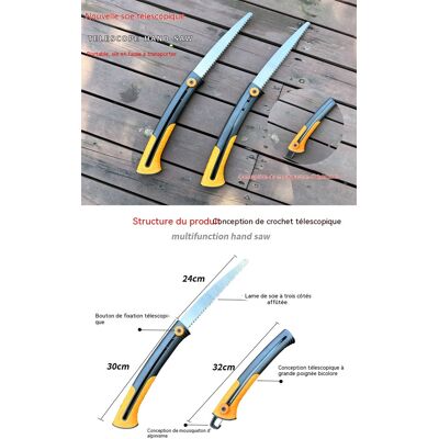 SANMINE HABITAT Scie Manuelle Télescopique Granpa, En Acier Sk5, Dents Triple Affûtées, Pliable Et Portable, Scie D'Élagage Pour Jardin Et Bricolage - Publicité SANMINE HABITAT Scie Manuelle Télescopique Granpa, En Acier Sk5, Dents Triple Affûtées, Pliable Et Portable, Scie D'Élagage Pour Jardin Et Bricolage - Publicité