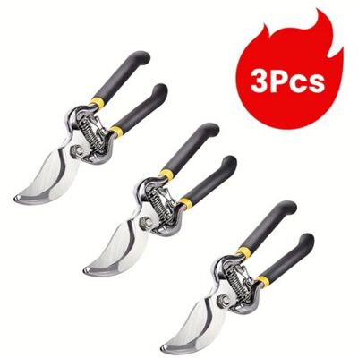 ABYSSE Lot De 3 Sécateurs De Jardin Professionnels À Bypass – Lames En Acier Carbone Ultra-tranchantes, Poignées Ergonomiques, Pour Branches Épaisses - Publicité ABYSSE Lot De 3 Sécateurs De Jardin Professionnels À Bypass – Lames En Acier Carbone Ultra-tranchantes, Poignées Ergonomiques, Pour Branches Épaisses - Publicité