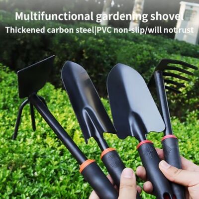 ABYSSE Lot De 4 Outils De Jardinage : Pelle Large, Pelle Étroite, Râteau 5 Dents Et Râteau Double Pour Plantation, Extérieur Et Plage - Publicité ABYSSE Lot De 4 Outils De Jardinage : Pelle Large, Pelle Étroite, Râteau 5 Dents Et Râteau Double Pour Plantation, Extérieur Et Plage - Publicité