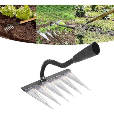 FANGMEDIA Râteau De Jardin - Traditionnel Râteau En Acier Au Carbone, Râteau À Feuilles, Râteau À Gazon Pour Le Jardin, Râteau À Dents, Pour Désherber/démêler/semer 6 Dents En Acier (sans Bâton) - Publicité FANGMEDIA Râteau De Jardin - Traditionnel Râteau En Acier Au Carbone, Râteau À Feuilles, Râteau À Gazon Pour Le Jardin, Râteau À Dents, Pour Désherber/démêler/semer 6 Dents En Acier (sans Bâton) - Publicité