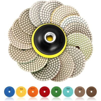 MOXIE Disque De Polissage Diamant, 15 Pcs 4 Pouces (100mm Diamant Polissage Pads,tampons De Polissage Béton, Granit Marbre Polissage Avec Pads, 50-6000 Pour Machine À Polir Machine De Polissage - Publicité MOXIE Disque De Polissage Diamant, 15 Pcs 4 Pouces (100mm Diamant Polissage Pads,tampons De Polissage Béton, Granit Marbre Polissage Avec Pads, 50-6000 Pour Machine À Polir Machine De Polissage - Publicité