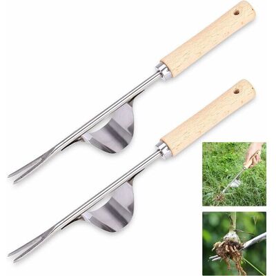 OEM 2pièces Désherbeur À Main Jardin Désherbage En Forme De Y Extracteur Avec Manche En Bois, Pour Désherbage Repiquage Plantation Outil De Fourche Jardinage - Publicité OEM 2pièces Désherbeur À Main Jardin Désherbage En Forme De Y Extracteur Avec Manche En Bois, Pour Désherbage Repiquage Plantation Outil De Fourche Jardinage - Publicité