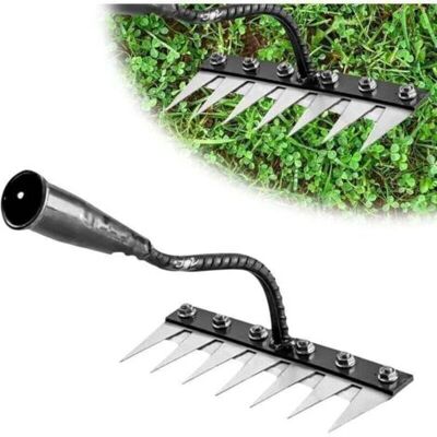 ABYSSE Râteau De Jardin En Acier Au Carbone Robust - Outil De Désherbage Et Déchaumage Pour Jardinage - Râteau En Métal Durable Pour Terre Et Pelouse,5 Dents - Publicité ABYSSE Râteau De Jardin En Acier Au Carbone Robust - Outil De Désherbage Et Déchaumage Pour Jardinage - Râteau En Métal Durable Pour Terre Et Pelouse,5 Dents - Publicité
