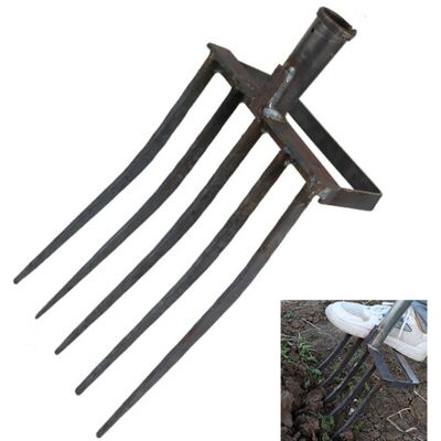 OEM Fourche De Jardin À 5 Dents En Acier Au Manganèse Avec Repose-pied – Outil Lourd Pour Ameublir, Creuser Ail Et Gingembre (sans Manche) Noir-dou - Publicité OEM Fourche De Jardin À 5 Dents En Acier Au Manganèse Avec Repose-pied – Outil Lourd Pour Ameublir, Creuser Ail Et Gingembre (sans Manche) Noir-dou - Publicité