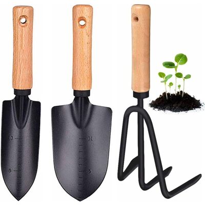 GRASSLIN 3 Pièces Outils De Jardinage, Acier Inoxydable, Manche En Bois, Pour Plantation Et Désherbage - Publicité GRASSLIN 3 Pièces Outils De Jardinage, Acier Inoxydable, Manche En Bois, Pour Plantation Et Désherbage - Publicité