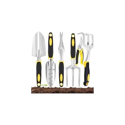 OEM Kit De 6 Outils De Jardinage En Aluminium : Griffe, Pelle Large Et Pelle À Bord Gradué - Plantation, Désherbage - Manche Ergonomique Antidérapant-jaune - Publicité OEM Kit De 6 Outils De Jardinage En Aluminium : Griffe, Pelle Large Et Pelle À Bord Gradué - Plantation, Désherbage - Manche Ergonomique Antidérapant-jaune - Publicité
