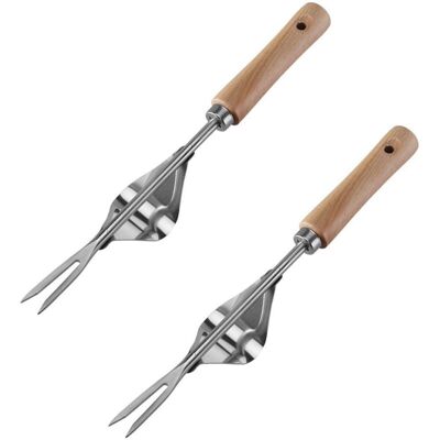 FOGSHIELD Lot De 2 Extracteurs De Mauvaises Herbes Avec Manche En Bois, Outils De Jardin - Publicité FOGSHIELD Lot De 2 Extracteurs De Mauvaises Herbes Avec Manche En Bois, Outils De Jardin - Publicité