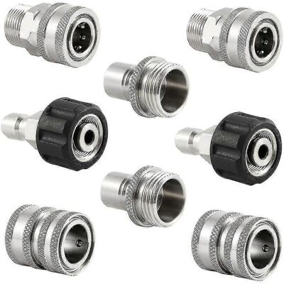 LEDE Kit De Raccordement Rapide Pour Nettoyeur Haute Pression En Acier Inoxydable 2024, Raccord Rapide M22 14 Mm Vers 3/8 Po, Adaptateur À Dégagement Rapide 3/4 Po Vers 1/2 Po - Publicité LEDE Kit De Raccordement Rapide Pour Nettoyeur Haute Pression En Acier Inoxydable 2024, Raccord Rapide M22 14 Mm Vers 3/8 Po, Adaptateur À Dégagement Rapide 3/4 Po Vers 1/2 Po - Publicité
