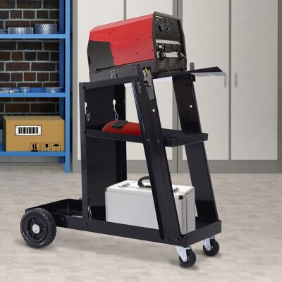 ALLAUVE Chariot De Soudage Noir 71x39x70 Cm, Support 3 Plateaux Avec Chaîne De Sécurité, Porte-bouteilles De Gaz Pour Atelier - Publicité ALLAUVE Chariot De Soudage Noir 71x39x70 Cm, Support 3 Plateaux Avec Chaîne De Sécurité, Porte-bouteilles De Gaz Pour Atelier - Publicité