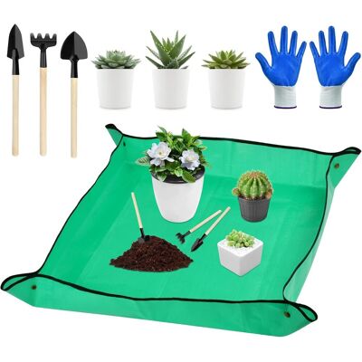 GRASSLIN 1 Tapis De Jardinage,imperméable,pliable,100x100cm,outils Succulentes,gants,jardin,rempotage - Publicité GRASSLIN 1 Tapis De Jardinage,imperméable,pliable,100x100cm,outils Succulentes,gants,jardin,rempotage - Publicité