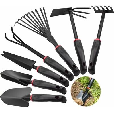 ECHOO 7 Pcs Ensemble Outils De Jardinage, Cultivateur Rateau Pelle Jardinage Antidérapants Transplantoirs Rateau À Fleurs Semis Taille - Publicité ECHOO 7 Pcs Ensemble Outils De Jardinage, Cultivateur Rateau Pelle Jardinage Antidérapants Transplantoirs Rateau À Fleurs Semis Taille - Publicité