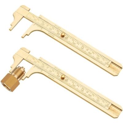 ABYSSE Lot De 2 Petits Pieds À Coulisse Analogiques Pratiques - Mini Jauge Coulissante En Laiton - Double Échelle - Règle De Poche - Pour Bijoux, Travail Du Bois - 100 Mm - Publicité ABYSSE Lot De 2 Petits Pieds À Coulisse Analogiques Pratiques - Mini Jauge Coulissante En Laiton - Double Échelle - Règle De Poche - Pour Bijoux, Travail Du Bois - 100 Mm - Publicité