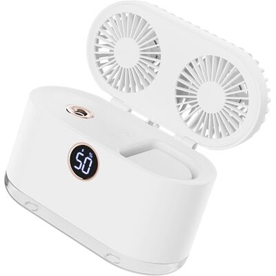 MCKENSA Ventilateur Humidificateur 2 En 1 Compact, Rechargeable Par Usb, À Double Pale, Portable Et Puissant, Idéal Pour Le Bureau Ou La Chambre (blanc). Publicité MCKENSA Ventilateur Humidificateur 2 En 1 Compact, Rechargeable Par Usb, À Double Pale, Portable Et Puissant, Idéal Pour Le Bureau Ou La Chambre (blanc). Publicité