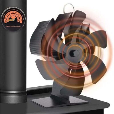 PELTOR Accessoire De Cheminée Et Poêle,ventilateur Poele À Bois 6 Pales, Ventilateur De Cheminée Alimenté Par La Chaleur Avec Thermomètre, Fonctionnement Silencieux, Écologique Pour Poêle À Bois/cheminée/gaz - Publicité PELTOR Accessoire De Cheminée Et Poêle,ventilateur Poele À Bois 6 Pales, Ventilateur De Cheminée Alimenté Par La Chaleur Avec Thermomètre, Fonctionnement Silencieux, Écologique Pour Poêle À Bois/cheminée/gaz - Publicité