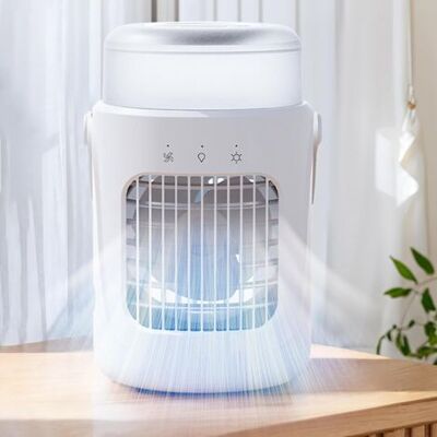WEMAKMAK Climatiseur Portable, Refroidissement Rapide, 7 Couleurs, 3 Vitesses De Ventilation, Petit Ventilateur De Bureau Portable Pour Voiture, Chambre, Bureau (blanc) - Publicité WEMAKMAK Climatiseur Portable, Refroidissement Rapide, 7 Couleurs, 3 Vitesses De Ventilation, Petit Ventilateur De Bureau Portable Pour Voiture, Chambre, Bureau (blanc) - Publicité
