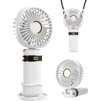 LUMIERE Ventilateur Portable À Main, Avec Base, 5 Vitesses Réglables, Rechargeable Par Usb, Idéal Pour Les Voyages Et Le Bureau (blanc) - Publicité LUMIERE Ventilateur Portable À Main, Avec Base, 5 Vitesses Réglables, Rechargeable Par Usb, Idéal Pour Les Voyages Et Le Bureau (blanc) - Publicité
