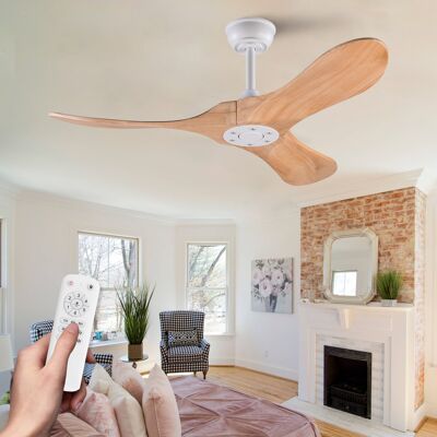 ACKERMAN Ventilateur De Plafond 42 Pouces Avec 3 Pales En Bois Et Design Hélice, Fonction Mémoire, Télécommande, Finition Bois Naturel, Ventilateur Intérieur Et Extérieur Moderne Pour Terrasse, Salon Et Chambr - Publicité ACKERMAN Ventilateur De Plafond 42 Pouces Avec 3 Pales En Bois Et Design Hélice, Fonction Mémoire, Télécommande, Finition Bois Naturel, Ventilateur Intérieur Et Extérieur Moderne Pour Terrasse, Salon Et Chambr - Publicité