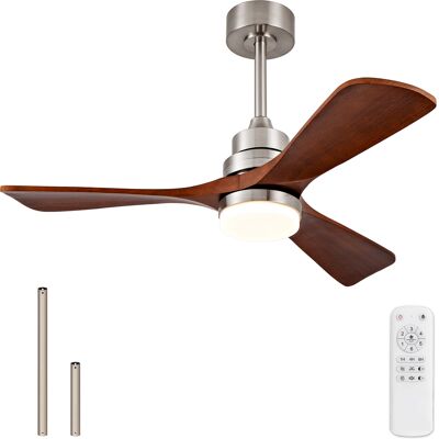 ACKERMAN Ventilateur De Plafond En Bois 42 Pouces Avec Lumière Et Télécommande, Ventilateur Intérieur Et Extérieur, Ventilateur Extérieur Moderne 3 Pales Pour Terrasse, Salon, Ferme, Etc. (nickel Brossé + Doré - Publicité ACKERMAN Ventilateur De Plafond En Bois 42 Pouces Avec Lumière Et Télécommande, Ventilateur Intérieur Et Extérieur, Ventilateur Extérieur Moderne 3 Pales Pour Terrasse, Salon, Ferme, Etc. (nickel Brossé + Doré - Publicité