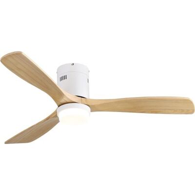 ACKERMAN Ventilateur De Plafond Décoratif 52 Pouces Avec Télécommande 6 Vitesses, Blanc, 3 Pales En Bois Massif, Moteur À Courant Continu Réversible Pour Salon - Publicité ACKERMAN Ventilateur De Plafond Décoratif 52 Pouces Avec Télécommande 6 Vitesses, Blanc, 3 Pales En Bois Massif, Moteur À Courant Continu Réversible Pour Salon - Publicité