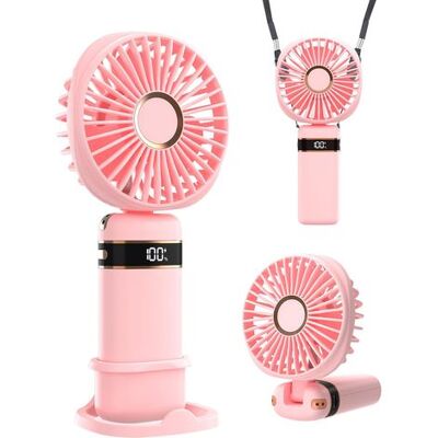 LUMIERE Ventilateur Portable À Main, Avec Base, 5 Vitesses Réglables, Rechargeable Par Usb, Pour Femmes Et Filles, Idéal Pour Les Voyages Et Le Bureau (rose) - Publicité LUMIERE Ventilateur Portable À Main, Avec Base, 5 Vitesses Réglables, Rechargeable Par Usb, Pour Femmes Et Filles, Idéal Pour Les Voyages Et Le Bureau (rose) - Publicité