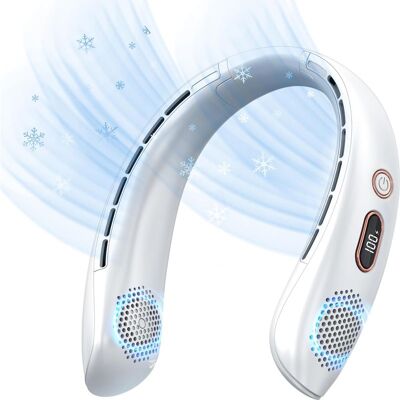 Vision Ventilateur De Cou Portable Sans Pales, Batterie 6000 Mah Rechargeable Par Usb, Écran Led, Refroidissement À 360°, 3 Vitesses, Silencieux, Mains Libres, Pour Voyage, Extérieur, Camping - Publicité Vision Ventilateur De Cou Portable Sans Pales, Batterie 6000 Mah Rechargeable Par Usb, Écran Led, Refroidissement À 360°, 3 Vitesses, Silencieux, Mains Libres, Pour Voyage, Extérieur, Camping - Publicité