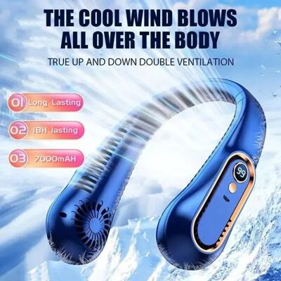 LUMIERE Ventilateur De Cou Sans Pales, Mini, Ultra Longue Durée De Vie, Portable Et Silencieux, Rechargeable Par Usb, Idéal Pour Les Étudiants, Le Sport Et Le Bureau, Avec Affichage Numérique Et 5 Vitesses. Publicité LUMIERE Ventilateur De Cou Sans Pales, Mini, Ultra Longue Durée De Vie, Portable Et Silencieux, Rechargeable Par Usb, Idéal Pour Les Étudiants, Le Sport Et Le Bureau, Avec Affichage Numérique Et 5 Vitesses. Publicité