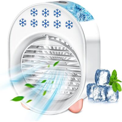 AHLSEN Bravix Climatiseur Portable, Climatiseur Mobile Silencieux, Mini Ventilateur Humidificateur, Usb Ventilateur Refroidisseur D'Air Portable 4 En 1, 3 Vitesses Maison Bureau (blanc) - Publicité AHLSEN Bravix Climatiseur Portable, Climatiseur Mobile Silencieux, Mini Ventilateur Humidificateur, Usb Ventilateur Refroidisseur D'Air Portable 4 En 1, 3 Vitesses Maison Bureau (blanc) - Publicité