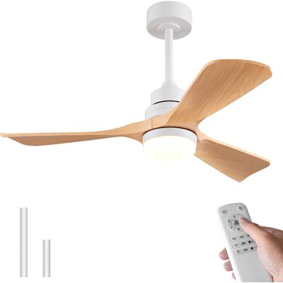 ACKERMAN Ventilateur De Plafond 42 Pouces Bestseller Avec Lumière Et Télécommande, Ventilateur De Plafond Moderne Avec 3 Pales Couleur Bois Naturel, Moteur Dc Réversible Silencieux Et Fonction De Mémorisation - Publicité ACKERMAN Ventilateur De Plafond 42 Pouces Bestseller Avec Lumière Et Télécommande, Ventilateur De Plafond Moderne Avec 3 Pales Couleur Bois Naturel, Moteur Dc Réversible Silencieux Et Fonction De Mémorisation - Publicité