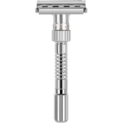 ECLEANFY Rasoir, Lames De Rasoir Réglables Pour Rasage Bilatéral, Têtes De Rasoir Manuelles En Alliage De Zinc Pour Hommes Avec Étui De Voyage (1 Pièce) - Argent - Publicité ECLEANFY Rasoir, Lames De Rasoir Réglables Pour Rasage Bilatéral, Têtes De Rasoir Manuelles En Alliage De Zinc Pour Hommes Avec Étui De Voyage (1 Pièce) - Argent - Publicité