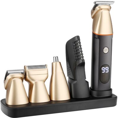 OEM Kit De Coupe De Cheveux 5 En 1 Pour Homme : Tondeuse À Barbe, Tondeuse Électrique Pour Le Corps Et Le Nez, Entièrement Lavable Et Rechargeable Par Usb Avec Base De Chargement. Publicité OEM Kit De Coupe De Cheveux 5 En 1 Pour Homme : Tondeuse À Barbe, Tondeuse Électrique Pour Le Corps Et Le Nez, Entièrement Lavable Et Rechargeable Par Usb Avec Base De Chargement. Publicité