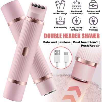 Rasoir Électrique Double Tête, Épilateur 2 En 1 Indolore Pour Femmes (rose)-aquaforge - Publicité Rasoir Électrique Double Tête, Épilateur 2 En 1 Indolore Pour Femmes (rose)-aquaforge - Publicité