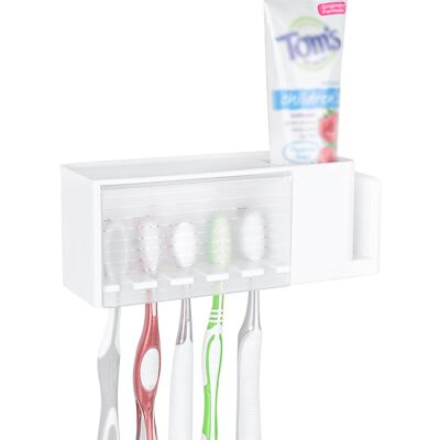 OEM - Porte-brosses À Dents Mural À 5 Emplacements Avec Couvercle, Organisateur De Dentifrice Multifonctionnel En Plastique, Compatible Avec Oral-b Cross Action Et Colgate Renewal (blanc) - Publicité OEM - Porte-brosses À Dents Mural À 5 Emplacements Avec Couvercle, Organisateur De Dentifrice Multifonctionnel En Plastique, Compatible Avec Oral-b Cross Action Et Colgate Renewal (blanc) - Publicité