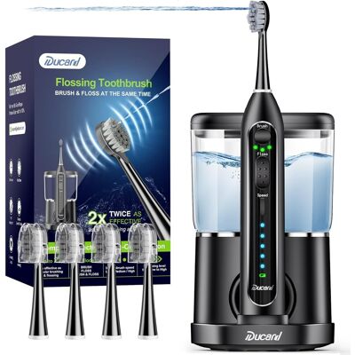 OEM Brosse À Dents Électrique Avec Flosser À Eau, Brosse À Dents Professionnelle Avec 4 Têtes De Remplacement, 3 Modes De Brosse Et 5 Vitesses De Fil, Noir - Publicité OEM Brosse À Dents Électrique Avec Flosser À Eau, Brosse À Dents Professionnelle Avec 4 Têtes De Remplacement, 3 Modes De Brosse Et 5 Vitesses De Fil, Noir - Publicité