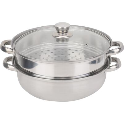 WEYTOLL Ustensile De Cuisine En Acier Inoxydable 27cm/11 Pouces, Cuiseur À Vapeur À 2 Couches, Double Chaudière, Cuisson De Soupe À La Vapeur - Publicité WEYTOLL Ustensile De Cuisine En Acier Inoxydable 27cm/11 Pouces, Cuiseur À Vapeur À 2 Couches, Double Chaudière, Cuisson De Soupe À La Vapeur - Publicité