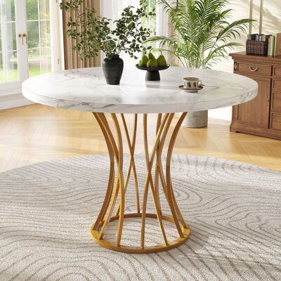 OEM Runder Esstisch (80 X 80 X 76 Cm), Leichter Und Luxuriöser Runder Tisch Für 4-6 Personen, Geeignet Für Esszimmer Und Wohnzimmer, Mdf Marmorierte Tischplatte, Goldene Beine - Publicité OEM Runder Esstisch (80 X 80 X 76 Cm), Leichter Und Luxuriöser Runder Tisch Für 4-6 Personen, Geeignet Für Esszimmer Und Wohnzimmer, Mdf Marmorierte Tischplatte, Goldene Beine - Publicité