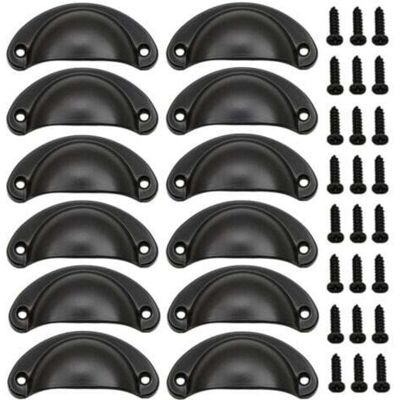 OEM (black) Set Of 12 Vintage Shell Handles, Vintage Iron Door Handles With Screws For Furniture, Dressers And Kitchen Cabinets - Publicité OEM (black) Set Of 12 Vintage Shell Handles, Vintage Iron Door Handles With Screws For Furniture, Dressers And Kitchen Cabinets - Publicité