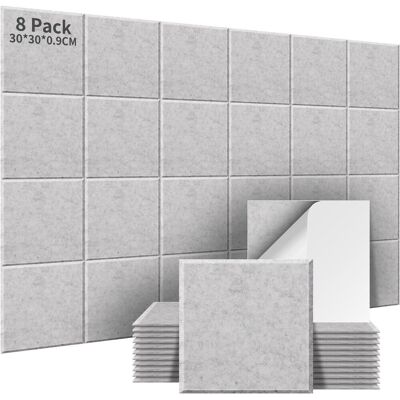 OEM 8 Pièces Panneau Acoustique, Autocollant, Haute Densité, 30x30x0.9cm, Argent, Studio D'Enregistrement - Publicité OEM 8 Pièces Panneau Acoustique, Autocollant, Haute Densité, 30x30x0.9cm, Argent, Studio D'Enregistrement - Publicité