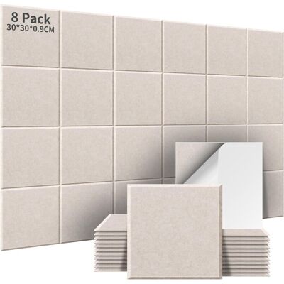 OEM 8 Pièces Panneau Acoustique, Autocollant, Haute Densité, 30x30x0.9cm, Beige Clair, Studio D'Enregistrement - Publicité OEM 8 Pièces Panneau Acoustique, Autocollant, Haute Densité, 30x30x0.9cm, Beige Clair, Studio D'Enregistrement - Publicité