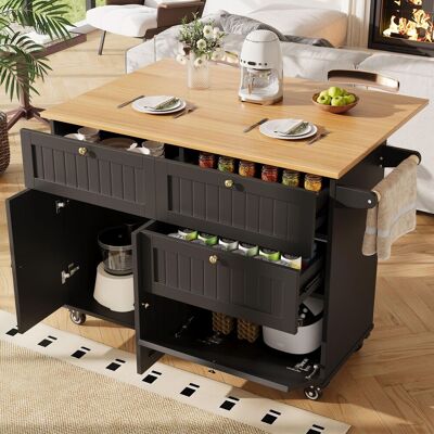 OEM Moderne Kücheninsel, Küchenschrank, Buffetschrank, Speisewagen Mit Holzmaserung, Buffetschrank, Multifunktionale Esstisch Mit Speicherraum, Speisewagen Mit Stretchfunktionsschränken, Schwarz - Publicité OEM Moderne Kücheninsel, Küchenschrank, Buffetschrank, Speisewagen Mit Holzmaserung, Buffetschrank, Multifunktionale Esstisch Mit Speicherraum, Speisewagen Mit Stretchfunktionsschränken, Schwarz - Publicité