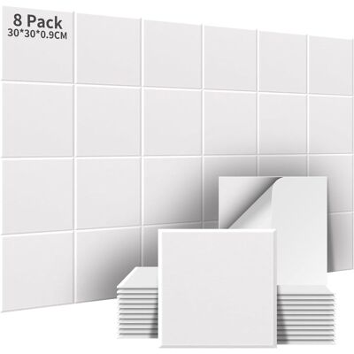 OEM 8 Panneaux Acoustiques, Autocollants, Haute Densité, 30x30x0.9cm, Blanc, Studio D'Enregistrement - Publicité OEM 8 Panneaux Acoustiques, Autocollants, Haute Densité, 30x30x0.9cm, Blanc, Studio D'Enregistrement - Publicité